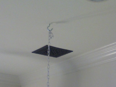 Installed a very large hook into the ceiling beam for a punching bag (boxing).